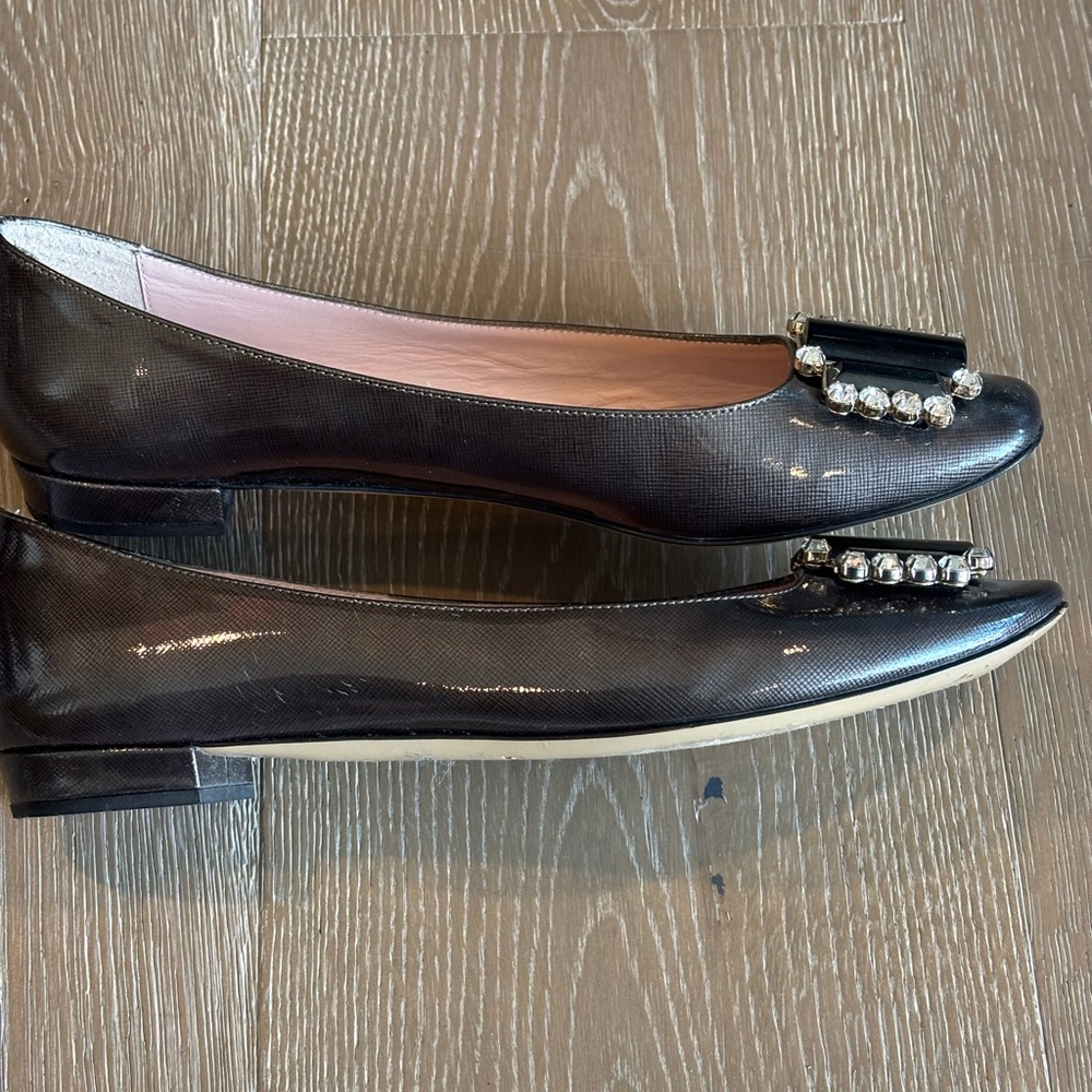 kate spade Black Crystal-Embellished Square-Toe Flats 060 - Picture 5 of 7